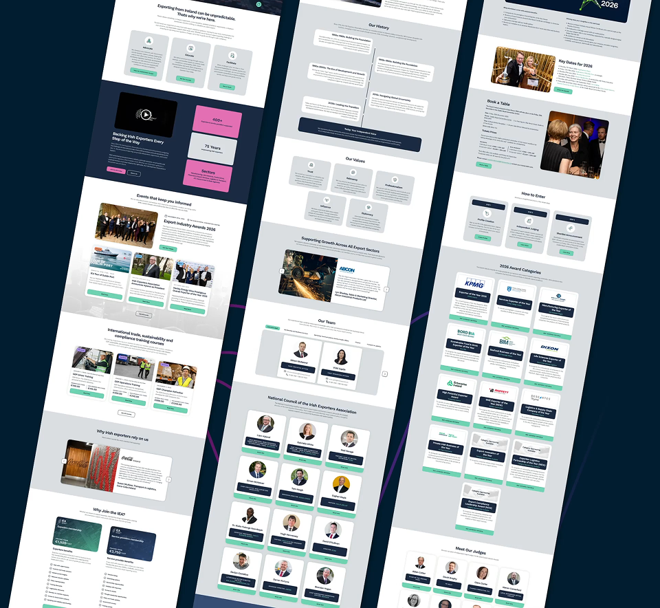 Whelan website previews on multiple devices